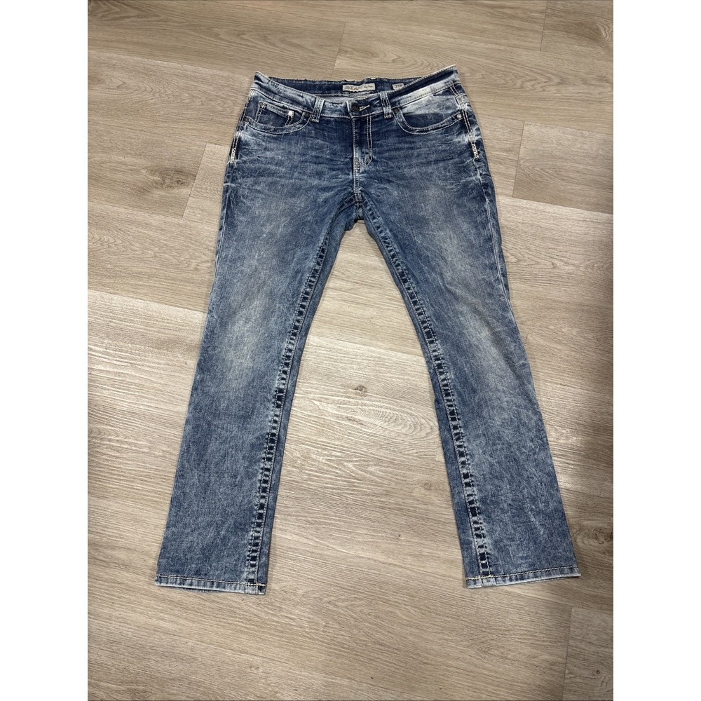 BKE Payton Jeans Women 31x31.5(34x31)Dark Wash Skinny Y2K Distressed Contrast